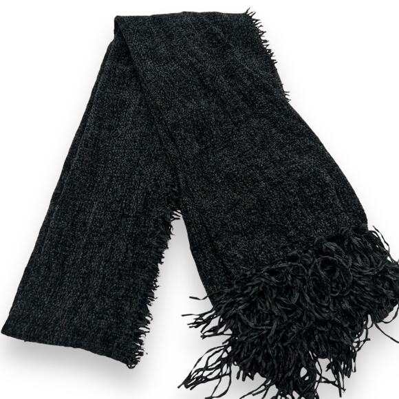 NEW Style&Co. Black Chenille Scarf Fringe Trim Oblong Winter Neutral Cozy Macys - Picture 5 of 13